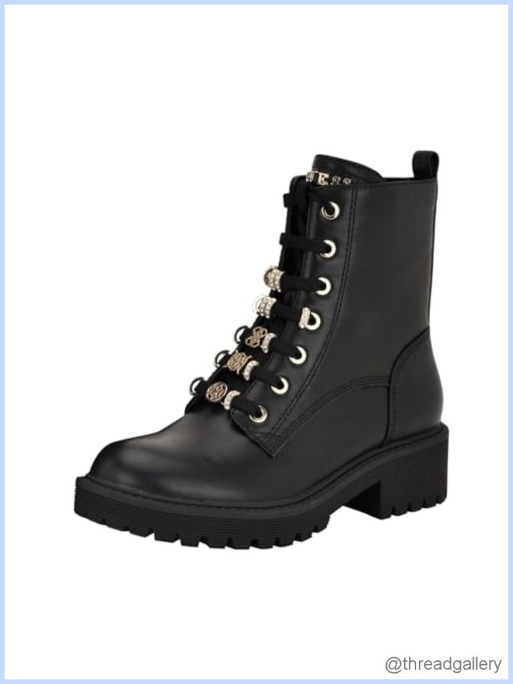Faux Leather Round Toe Combat Ankle Bootie Lace-Up Zip